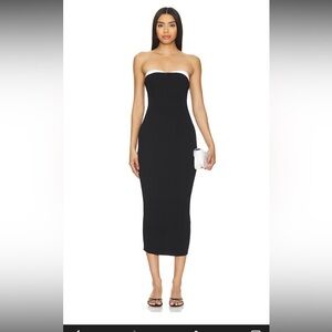 Revolve Majorelle Mina Ribbed Bodycon with White Peekaboo Chest Midi Dress, XS